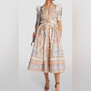 Zimmermann High Tide Midi Shirt Dress Odyssey Print Silk size 1